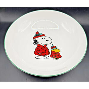 Snoopy And Woodstock Christmas Serving Bowl, 46 OZ, Holiday Decor, Peanuts,